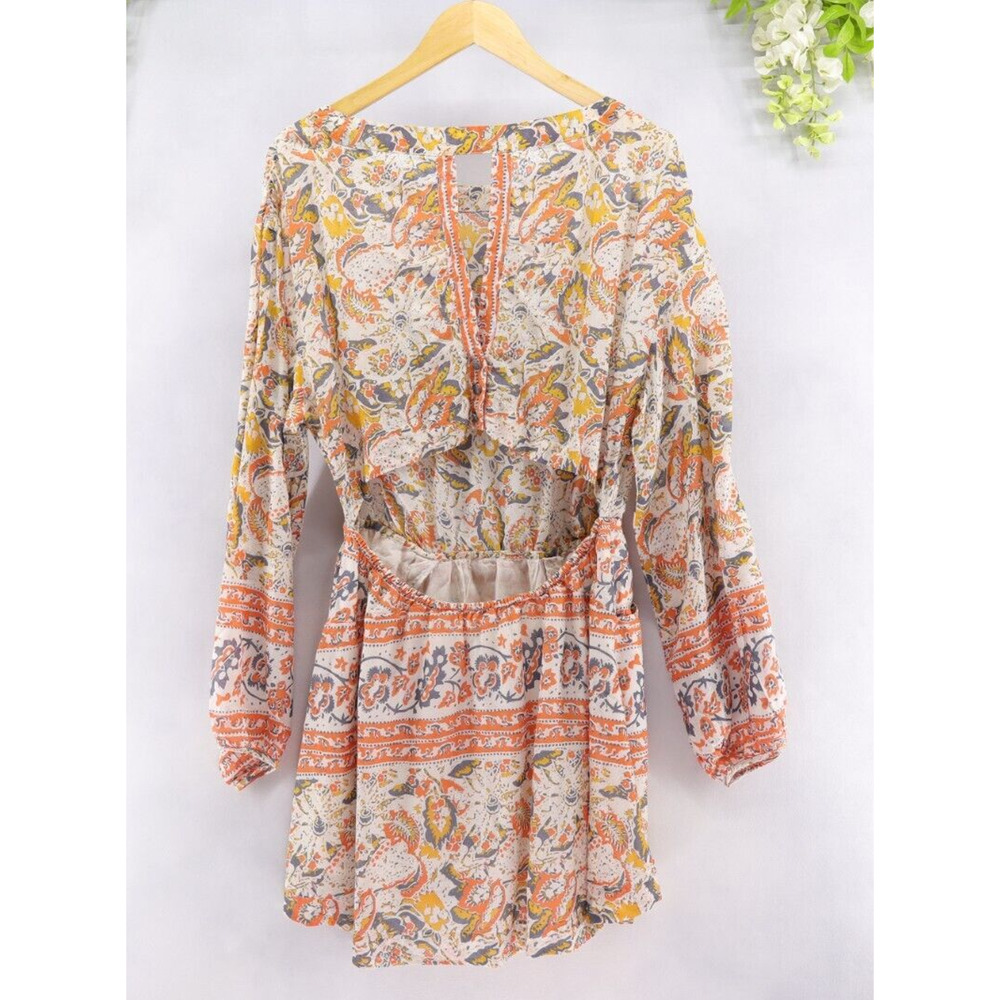 Free People Floral Print Mini Dress - Orange and White - Picture 2 of 8